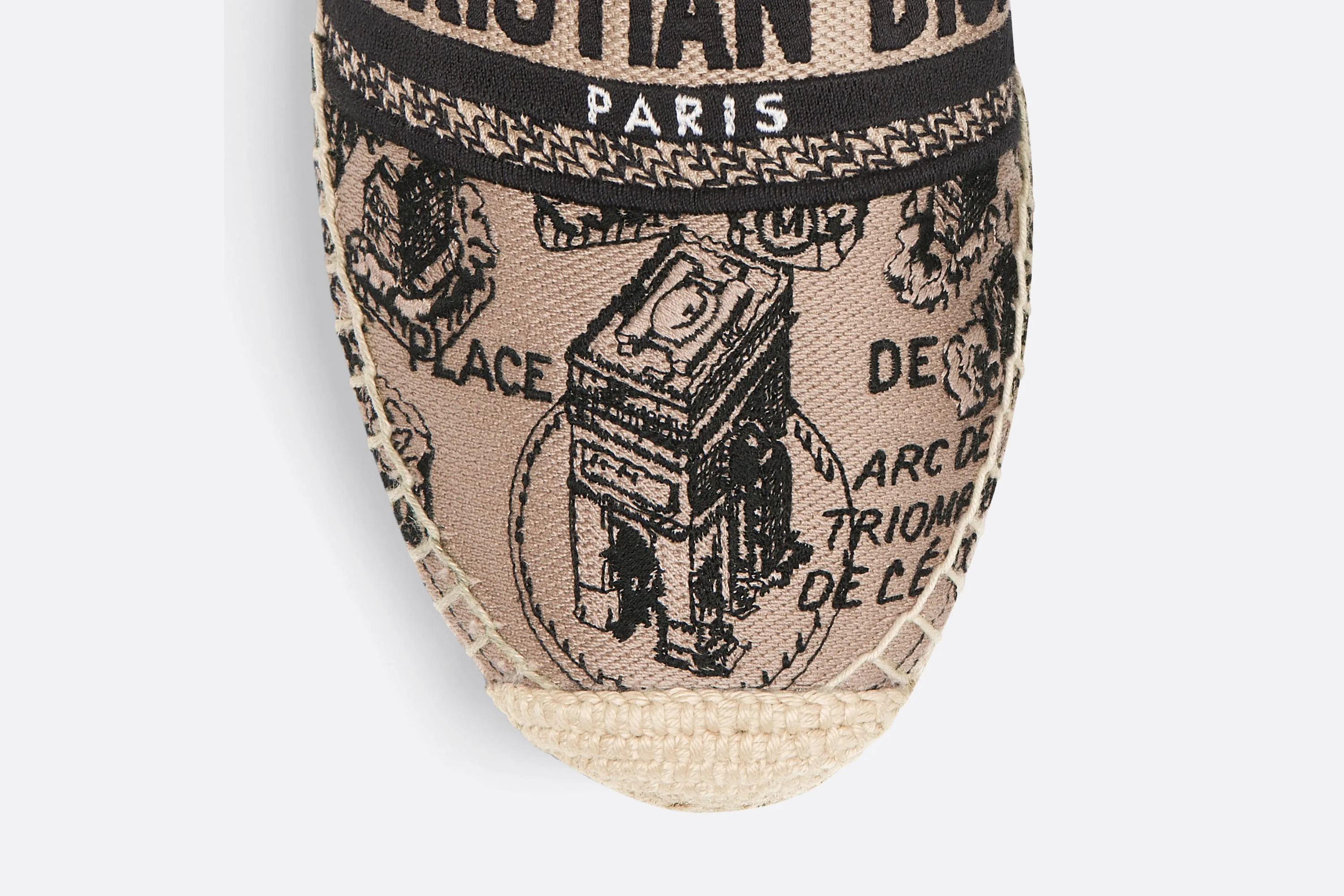 Dior Granville Espadrille • Beige and Black Cotton Embroidered with Plan de Paris Motif