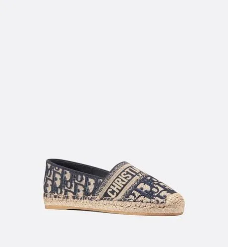 Dior Granville Espadrille • Deep Blue Dior Oblique Embroidered Cotton
