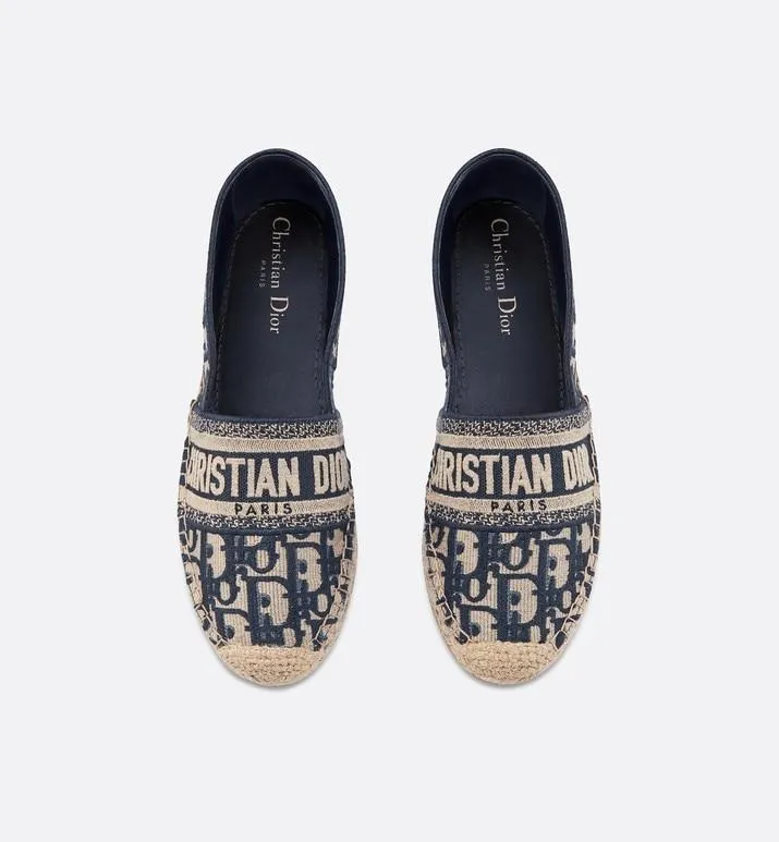 Dior Granville Espadrille • Deep Blue Dior Oblique Embroidered Cotton