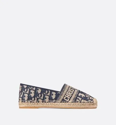 Dior Granville Espadrille • Deep Blue Dior Oblique Embroidered Cotton