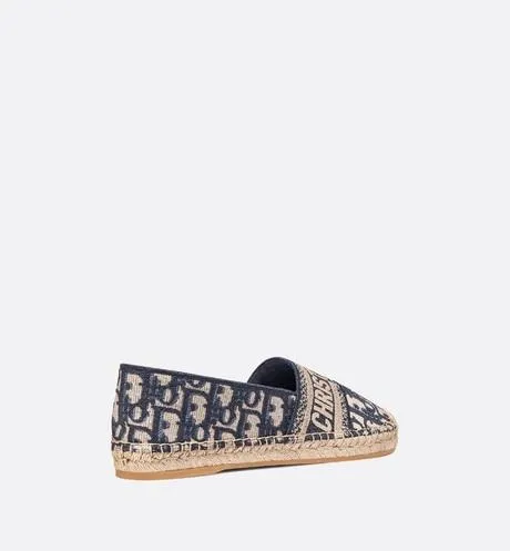 Dior Granville Espadrille • Deep Blue Dior Oblique Embroidered Cotton