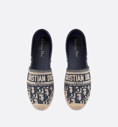 Dior Granville Espadrille • Deep Blue Dior Oblique Embroidered Cotton
