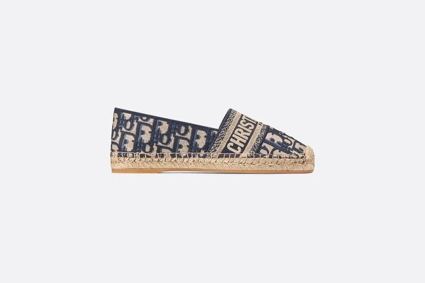 Dior Granville Espadrille • Deep Blue Dior Oblique Embroidered Cotton