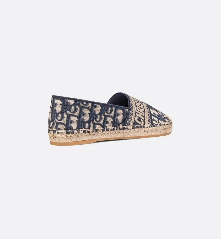 Dior Granville Espadrille • Deep Blue Dior Oblique Embroidered Cotton