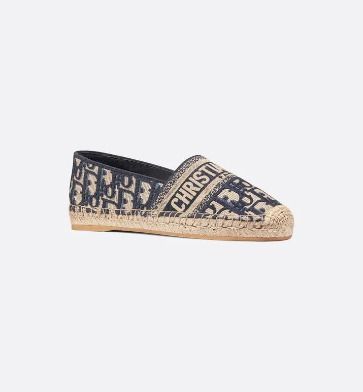 Dior Granville Espadrille • Deep Blue Dior Oblique Embroidered Cotton