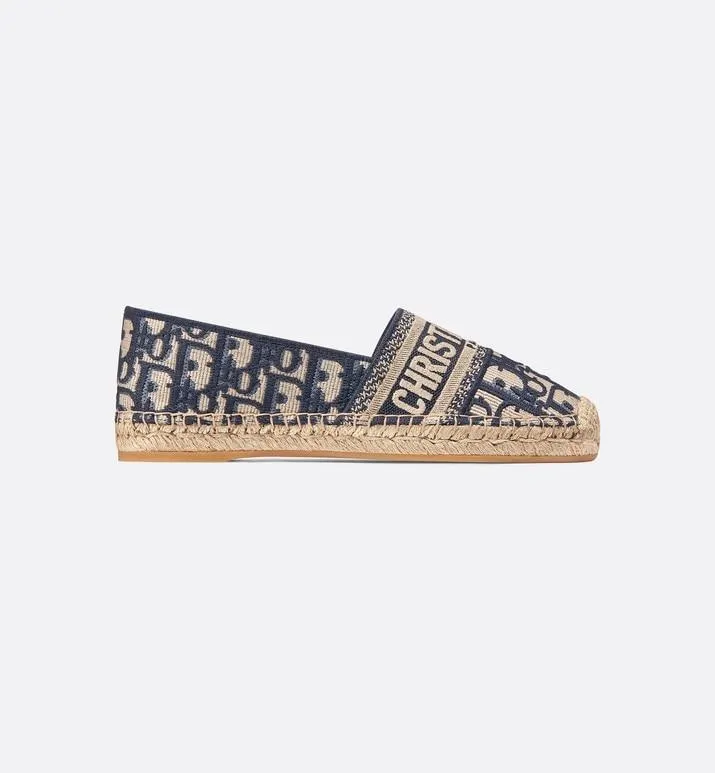 Dior Granville Espadrille • Deep Blue Dior Oblique Embroidered Cotton