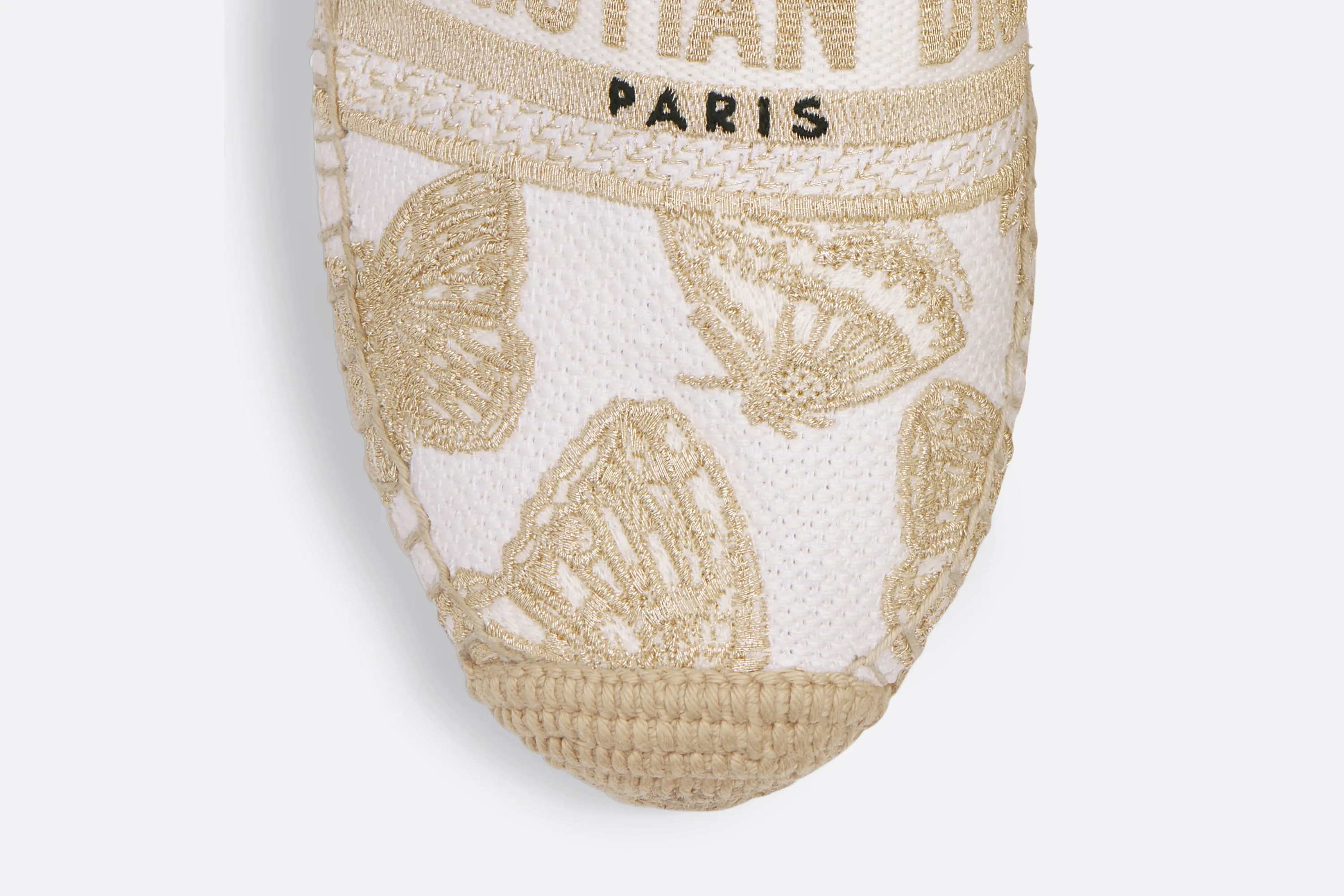 Dior Granville Espadrille • White and Gold-Tone Gradient Butterflies Embroidered Cotton with Metallic Thread