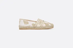 Dior Granville Espadrille • White and Gold-Tone Gradient Butterflies Embroidered Cotton with Metallic Thread