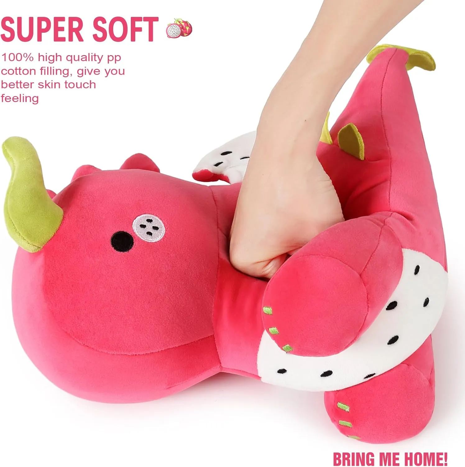Ditucu Cute Dragon Fruit Dinosaur Stuffed Animals Plush Toys Dolls Soft Dino Pitay Plushie Birthday Gifts for Kids Girls Boys Red 16 inch