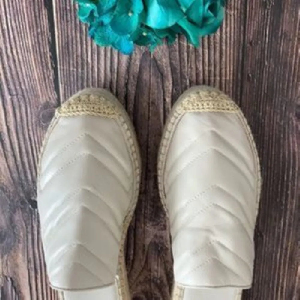DKNY Cream Leather Ricki Espadrille Platform Mules 10M