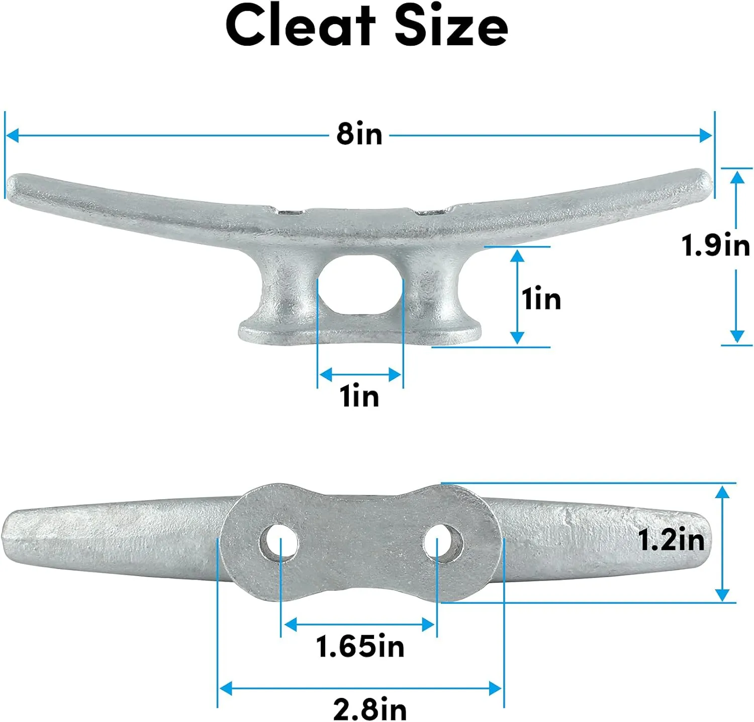 Dock Cleats 4/6/8/10 inch (4 Sizes), Boat Cleats with Hardware, Boat Dock Cleats Rope Cleats, Ideal for Boat Deck Yacht Kayak Dock or Home Decoration（2, 5, 4, 6,10 Pack