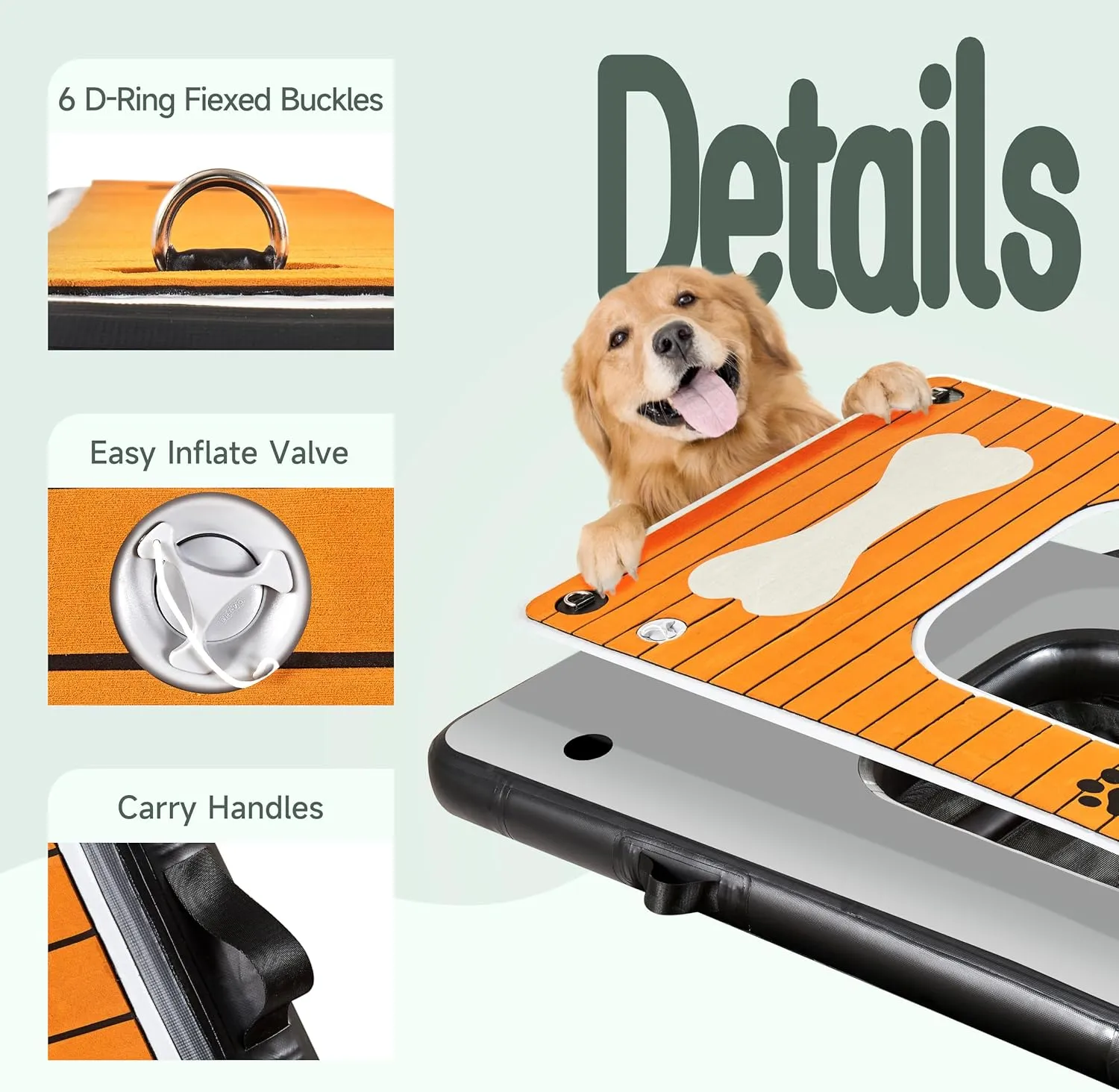 Dog Pool Ramp - Inflatable Dog Boat Ramp (60" x 40"), Safe & Easy Water Access, Supports Dogs Up to 210 Pounds, Suitable for Pool, Dock & Lake