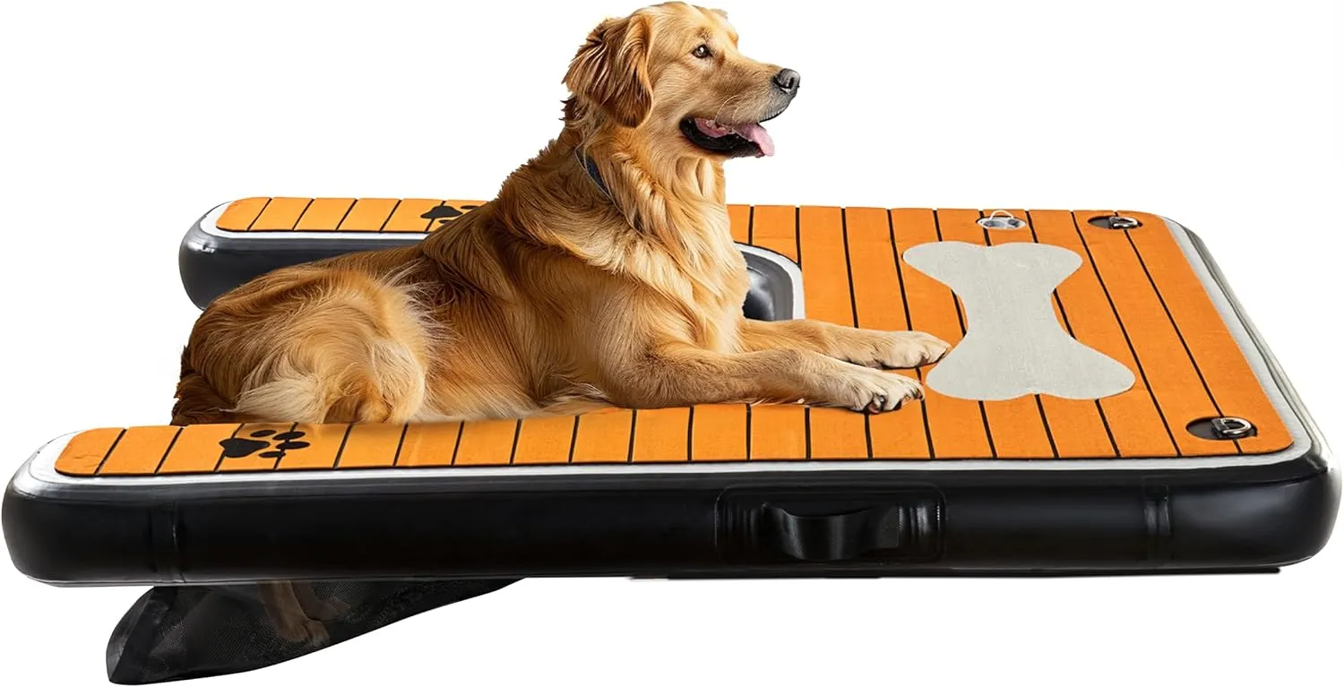 Dog Pool Ramp - Inflatable Dog Boat Ramp (60" x 40"), Safe & Easy Water Access, Supports Dogs Up to 210 Pounds, Suitable for Pool, Dock & Lake