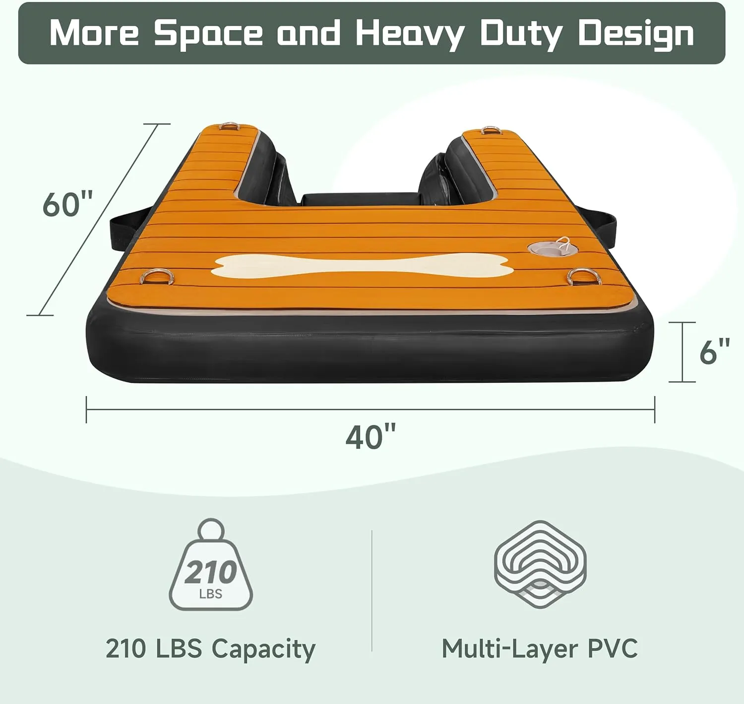 Dog Pool Ramp - Inflatable Dog Boat Ramp (60" x 40"), Safe & Easy Water Access, Supports Dogs Up to 210 Pounds, Suitable for Pool, Dock & Lake