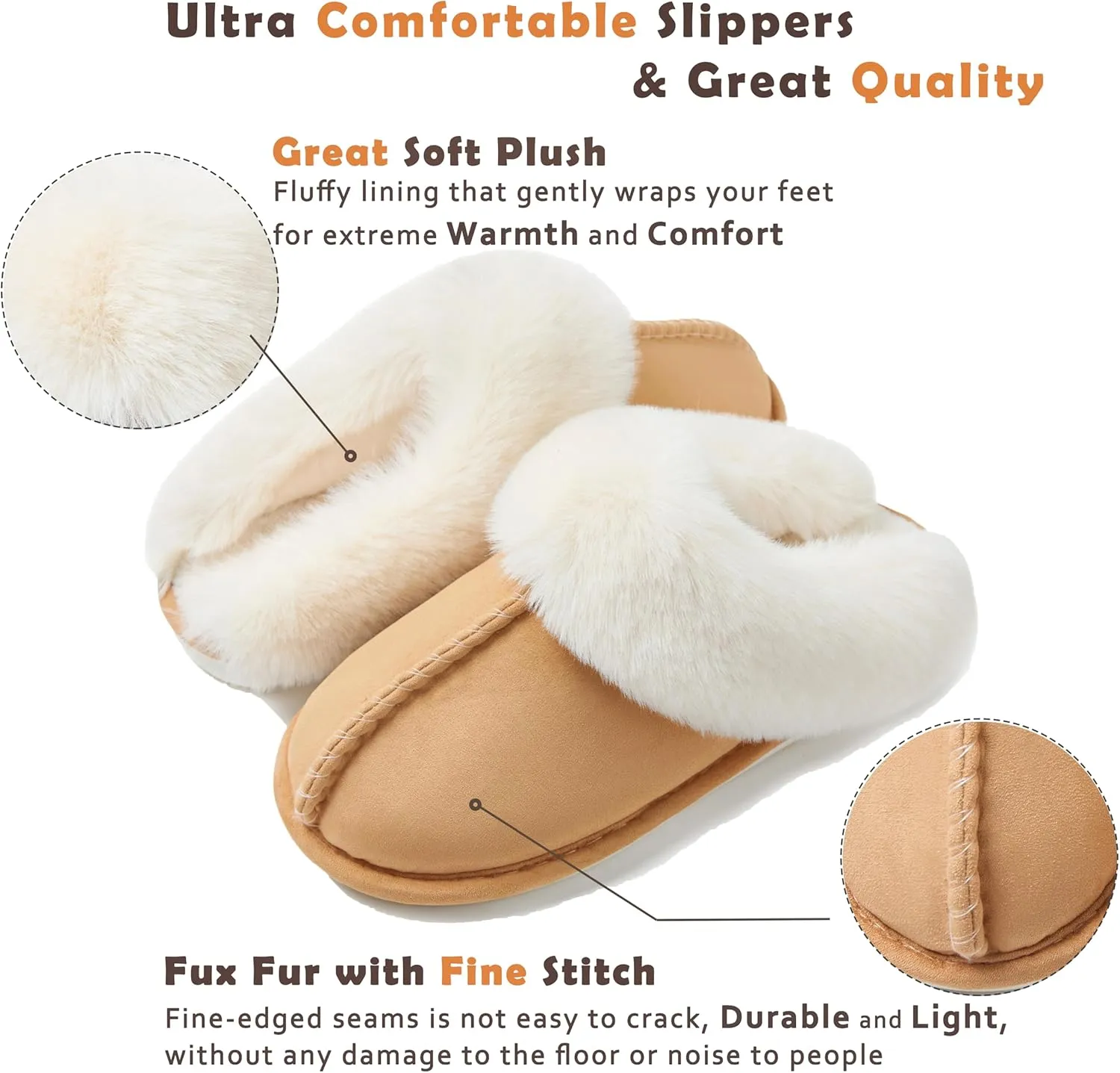 Donpapa Womens Slipper with Memory Foam Fluffy Soft Warm Slip On House Slippers Anti-Skid Cozy Plush for Indoor Outdoor