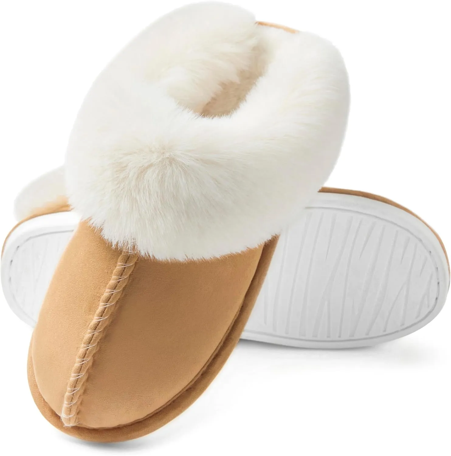 Donpapa Womens Slipper with Memory Foam Fluffy Soft Warm Slip On House Slippers Anti-Skid Cozy Plush for Indoor Outdoor