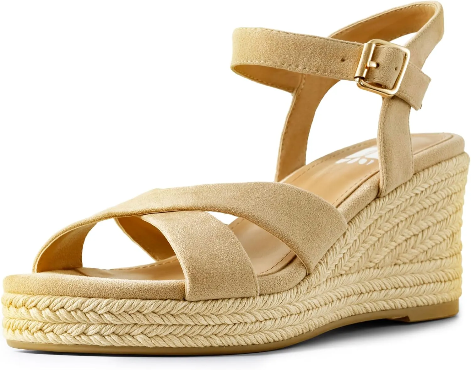 DREAMCIA Espadrilles Wedge Platform Sandals for Women Strappy Ankle Strap Buckle Open Toe Sandals Dressy Shoes Summer