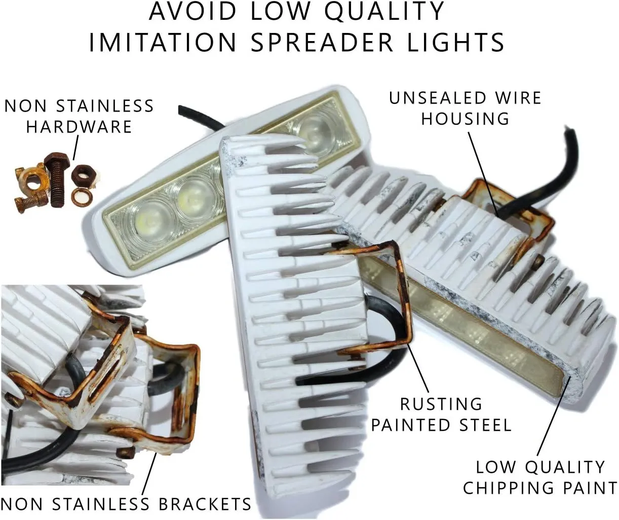 Dual Color LED Boat Spreader Light Deck Flood Beam Stainless Hardware & Bracket IP68 Waterproof Multicolor Bright High Lumen Output (White Housing, White & Blue)