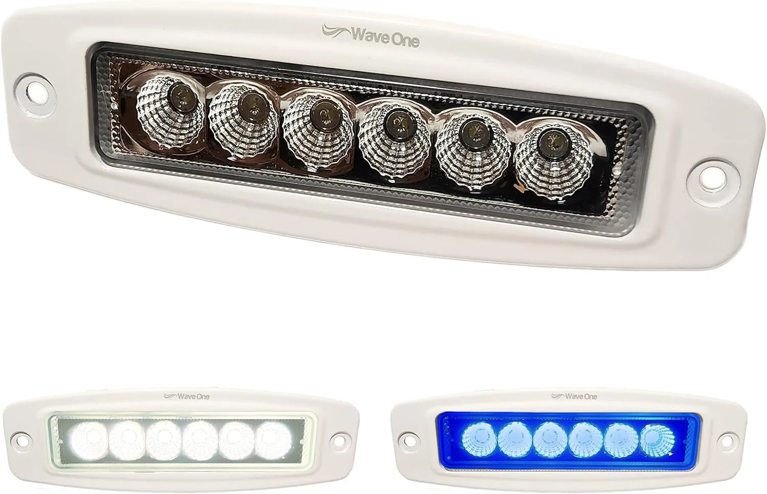 Dual Color LED FLUSH Mount Spreader Light | Boat Deck Flood Beam | Stainless Hardware | IP68 Waterproof | High Lumen | 12-24 Volt DC Input (WHITE)