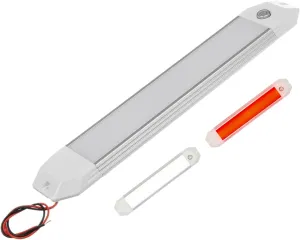 Dual-Color Touch Dimmable LED Boat Dome Light, 12 Inch Surface Mount Courtesy Ceiling Interior Cabin Lamp, 12/24V (White | Red)