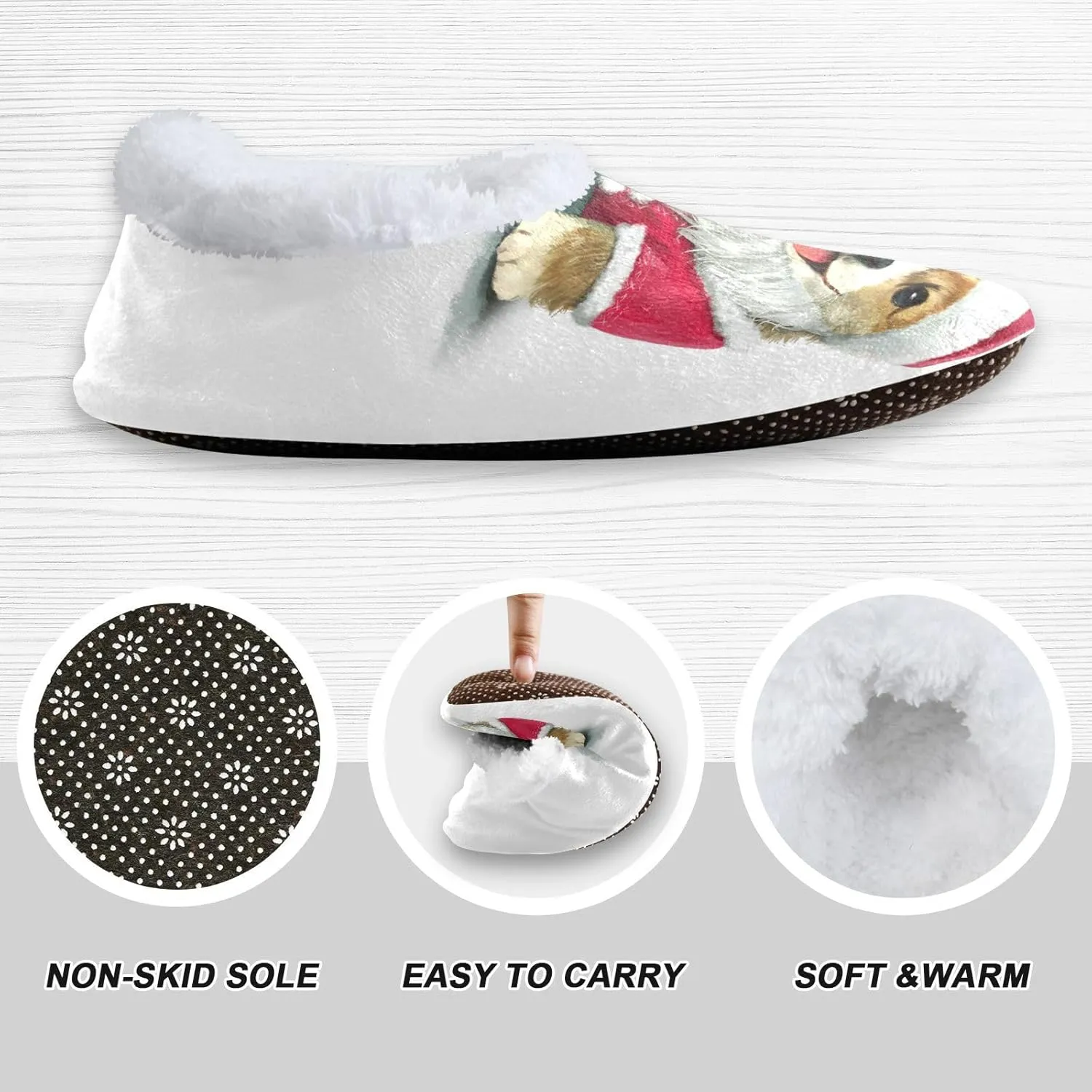 Dussdil Corgi Christmas Hat Home Winter Slippers Spa Travel House Slipper Soft Memory Foam Slipper Non Slip for Women Men Hotel Bedroom Shoes Slippers M