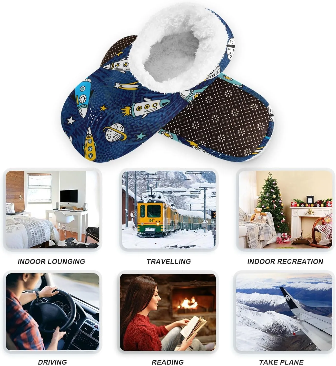 Dussdil Home Winter Slippers Spa Travel House Slipper Soft Memory Foam Slipper Non Slip for Hotel Bedroom Shoes Slippers