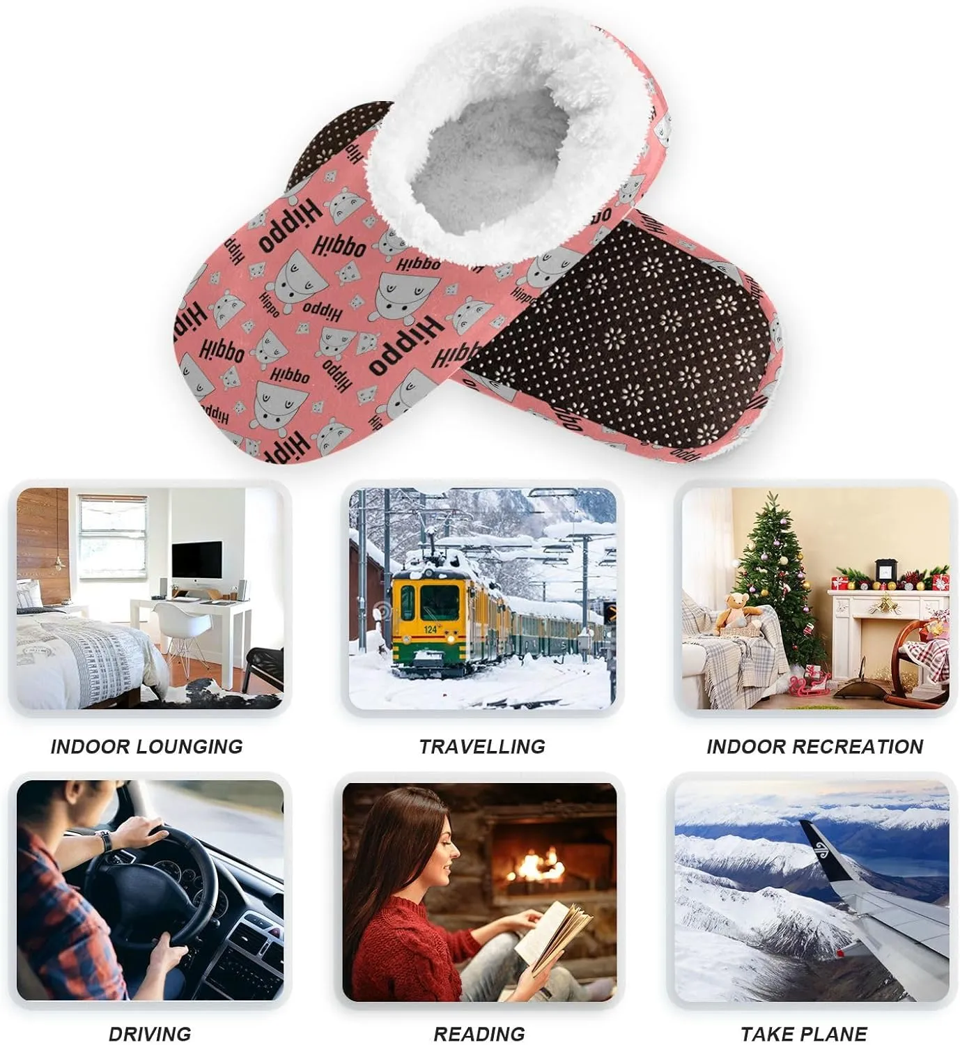 Dussdil Home Winter Slippers Spa Travel House Slipper Soft Memory Foam Slipper Non Slip for Hotel Bedroom Shoes Slippers