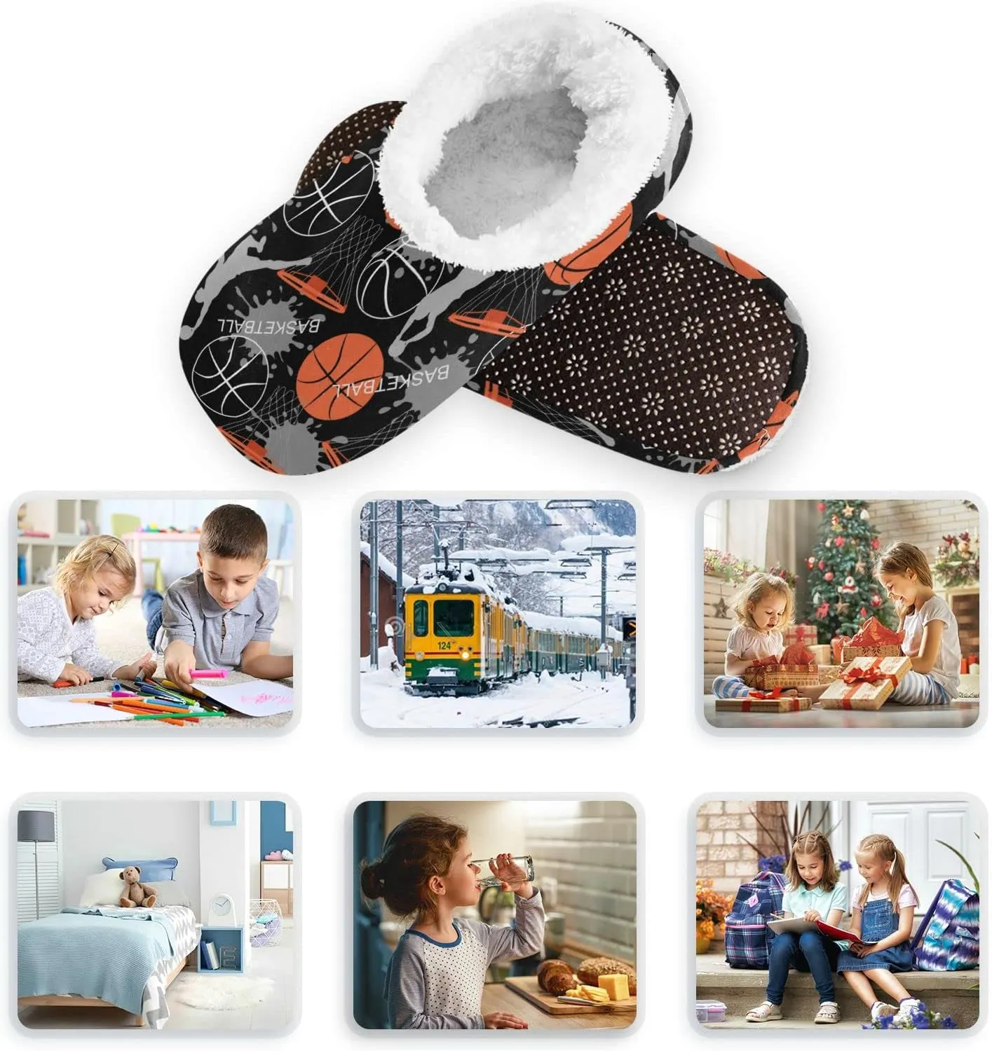 Dussdil Kid's Boy's Girl's Winter Slippers Spa Travel House Slipper Shoes Warm Soft Memory Foam Slipper Non Slip for Guest Home Living Room Bedroom Slippers