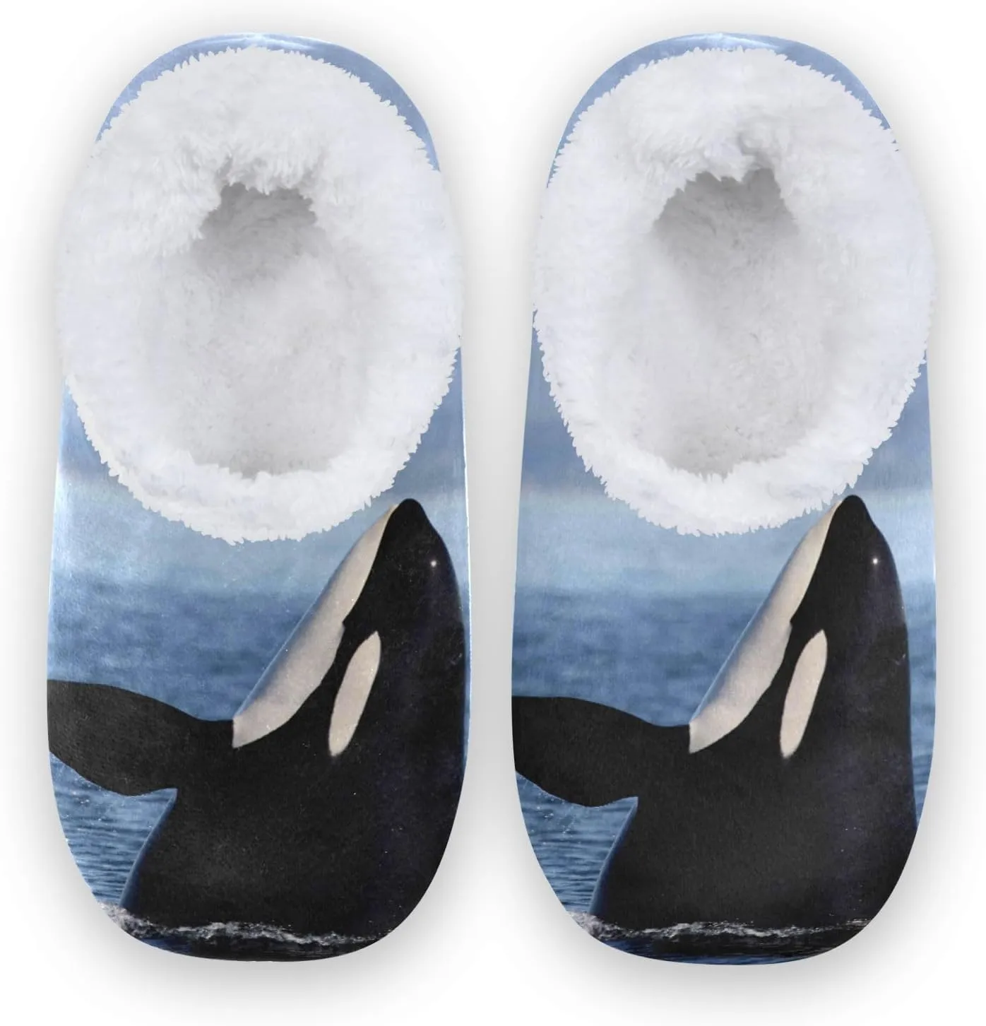Dussdil Orca Killer Whale Home Winter Slippers Spa Travel House Slipper Soft Memory Foam Slipper Non Slip for Women Men Hotel Bedroom Shoes Slippers M