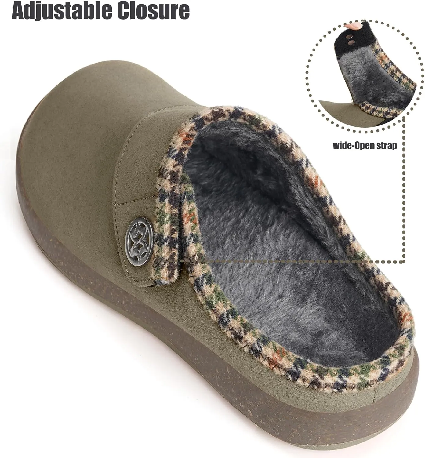 Eagsouni Women's Men's Slippers Suede Fuzzy Slippers with Arch Support Orthotic Winter Warm Fur Lined Slip on House Shoes Indoor Outdoor for Plantar Fasciitis