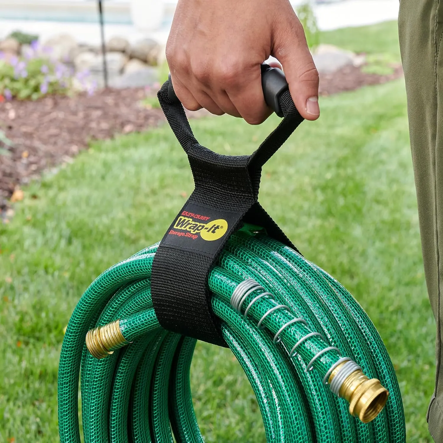 Easy-Carry Wrap-It Storage Straps - 22” (2-Pack) – Heavy-Duty Hook and Loop Cord Carrying Strap, Hanger, and Organizer with Handle for Pool Hoses, Garden Hoses, Cords, Cables and More