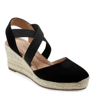 Easy Spirit Women's Meza Espadrille Wedge Sandal, Black 001, 10