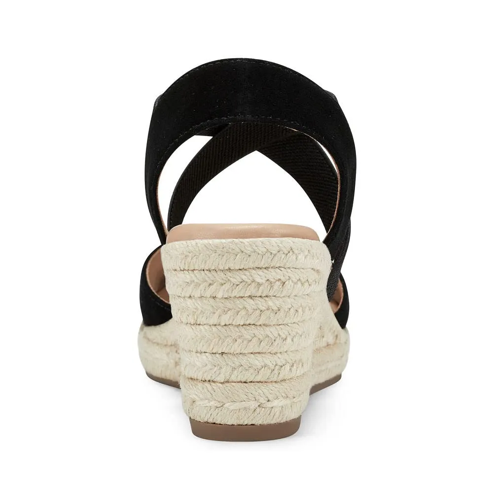 Easy Spirit Women's Meza Espadrille Wedge Sandal, Black 001, 10