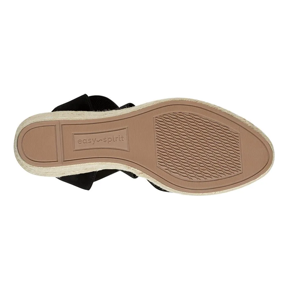 Easy Spirit Women's Meza Espadrille Wedge Sandal, Black 001, 10