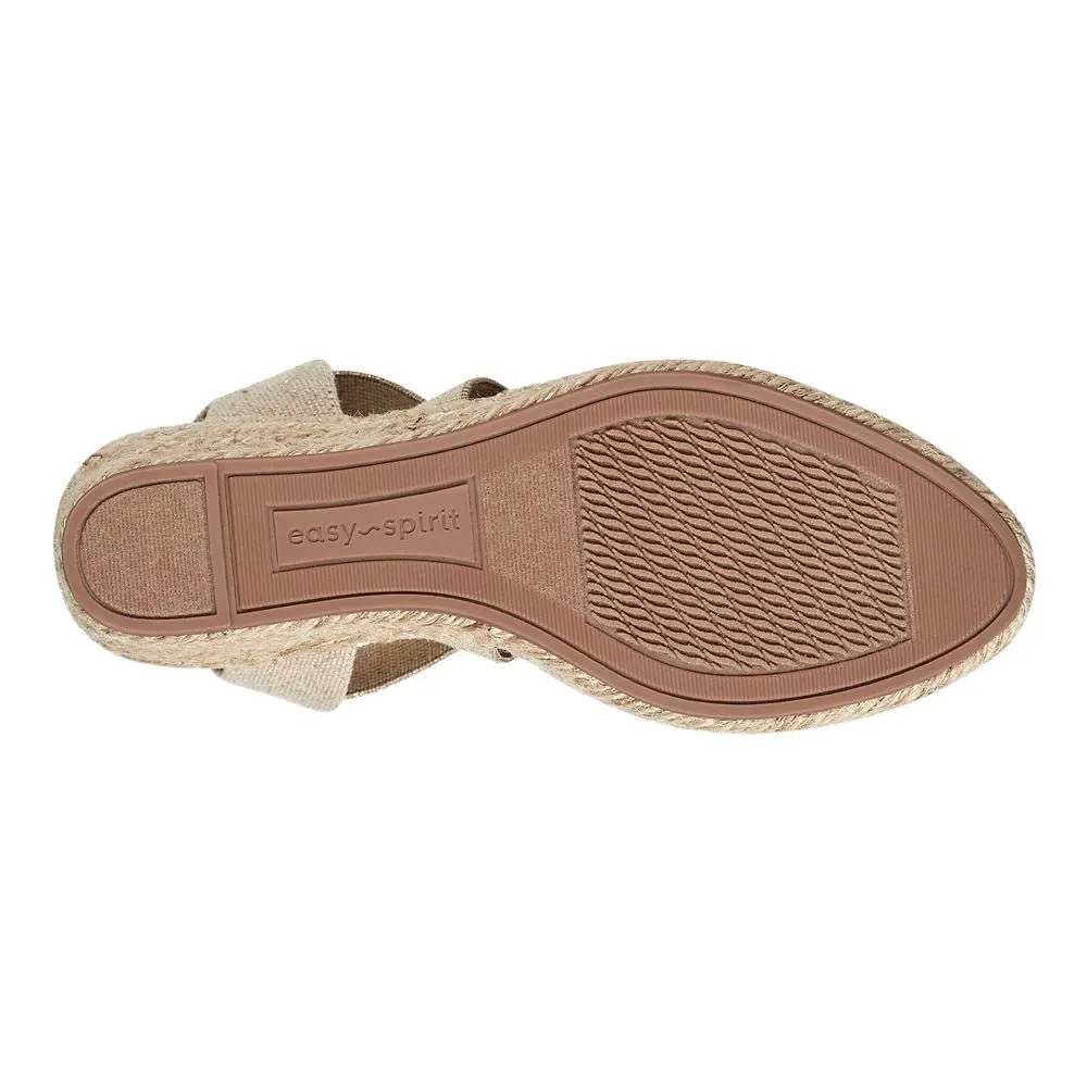 Easy Spirit Women's Meza Espadrille Wedge Sandal, Gold 710, 8.5 Wide