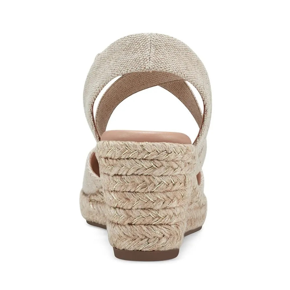 Easy Spirit Women's Meza Espadrille Wedge Sandal, Gold 710, 8.5 Wide