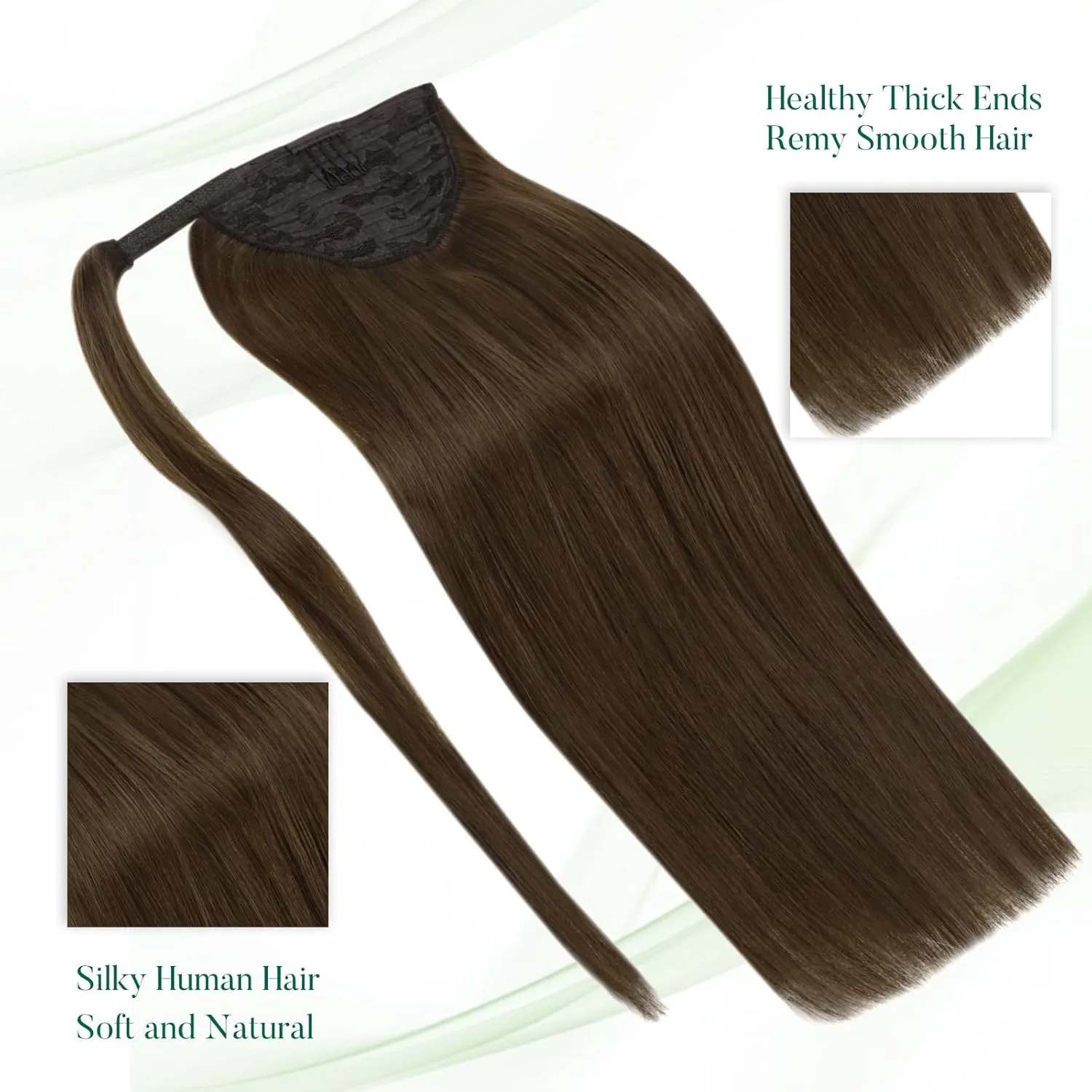 Easyouth Ponytail Extension Human Hair Brown Pony Tails Hair Extensions Human Hair Medium Brown Real Hair Ponytail Extensions Natural Drape 12Inch 70g #4