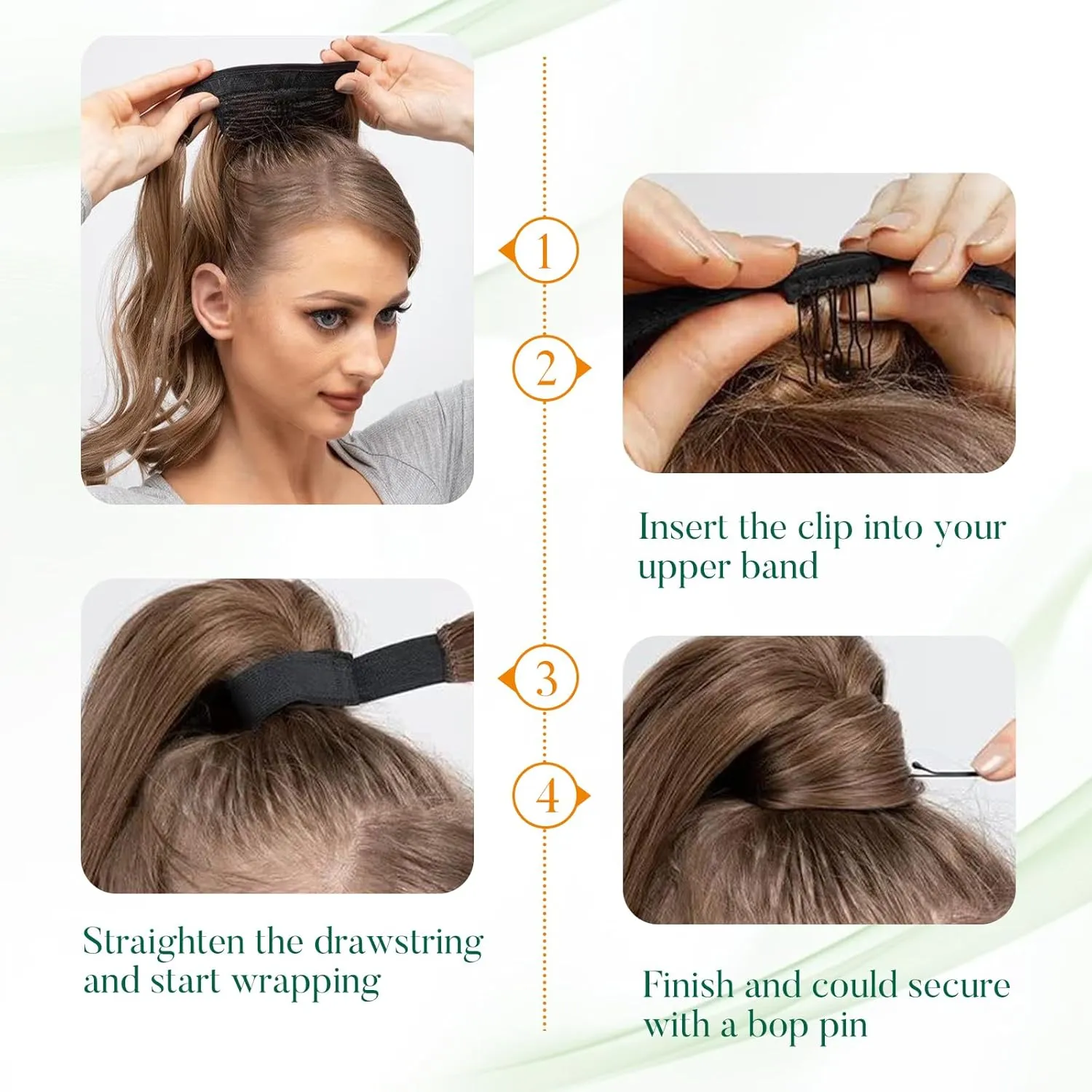 Easyouth Ponytail Extension Human Hair Brown Pony Tails Hair Extensions Human Hair Medium Brown Real Hair Ponytail Extensions Natural Drape 12Inch 70g #4