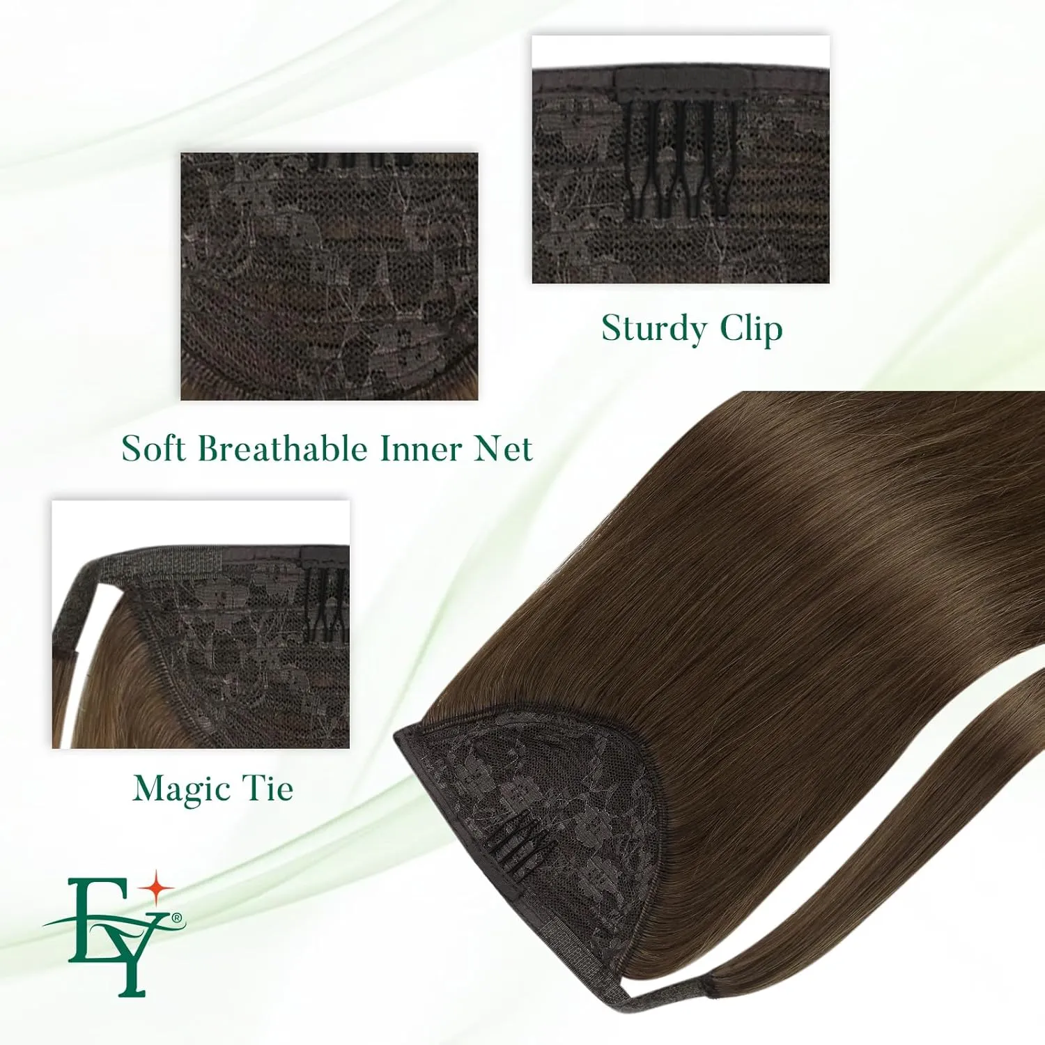 Easyouth Ponytail Extension Human Hair Brown Pony Tails Hair Extensions Human Hair Medium Brown Real Hair Ponytail Extensions Natural Drape 12Inch 70g #4