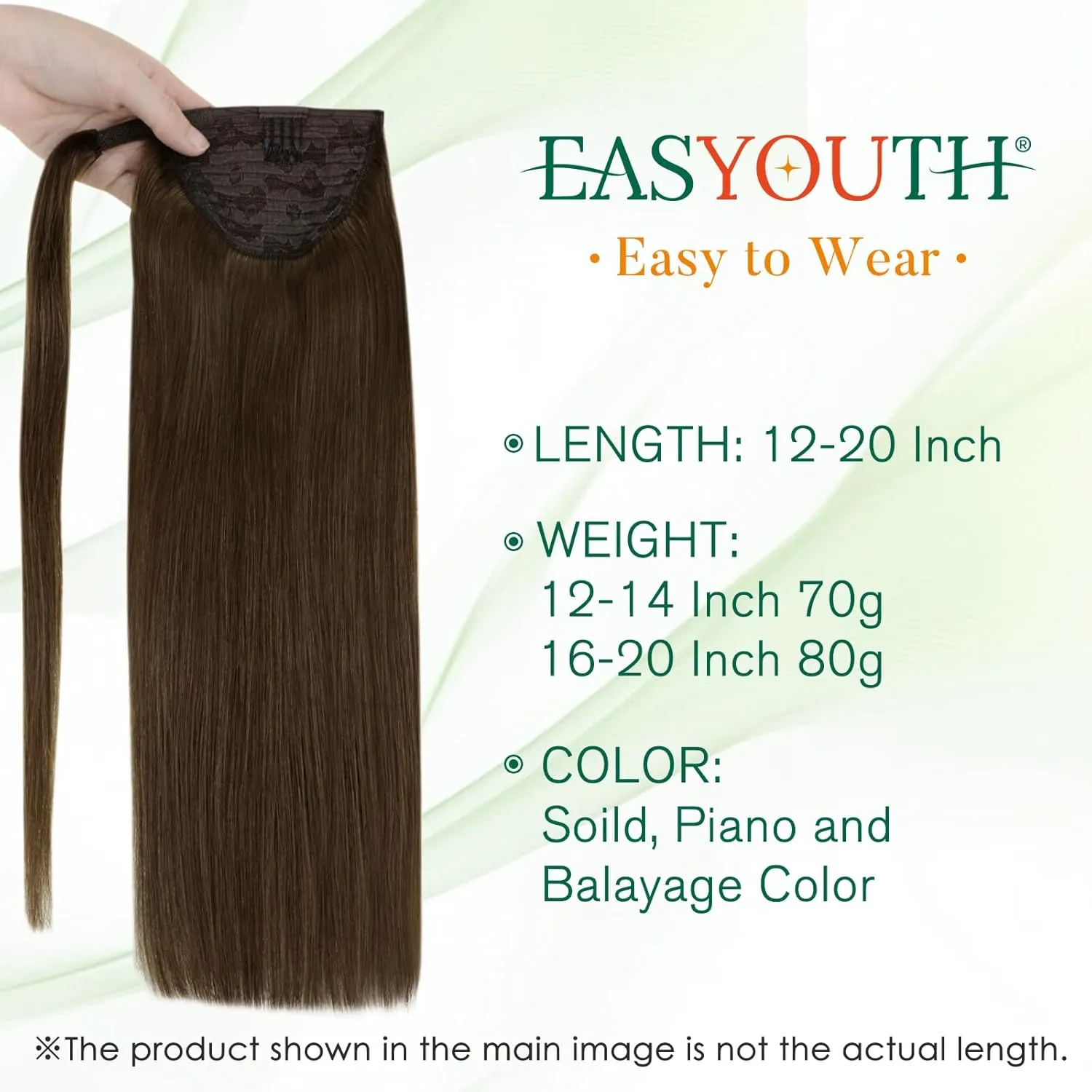 Easyouth Ponytail Extension Human Hair Brown Pony Tails Hair Extensions Human Hair Medium Brown Real Hair Ponytail Extensions Natural Drape 12Inch 70g #4