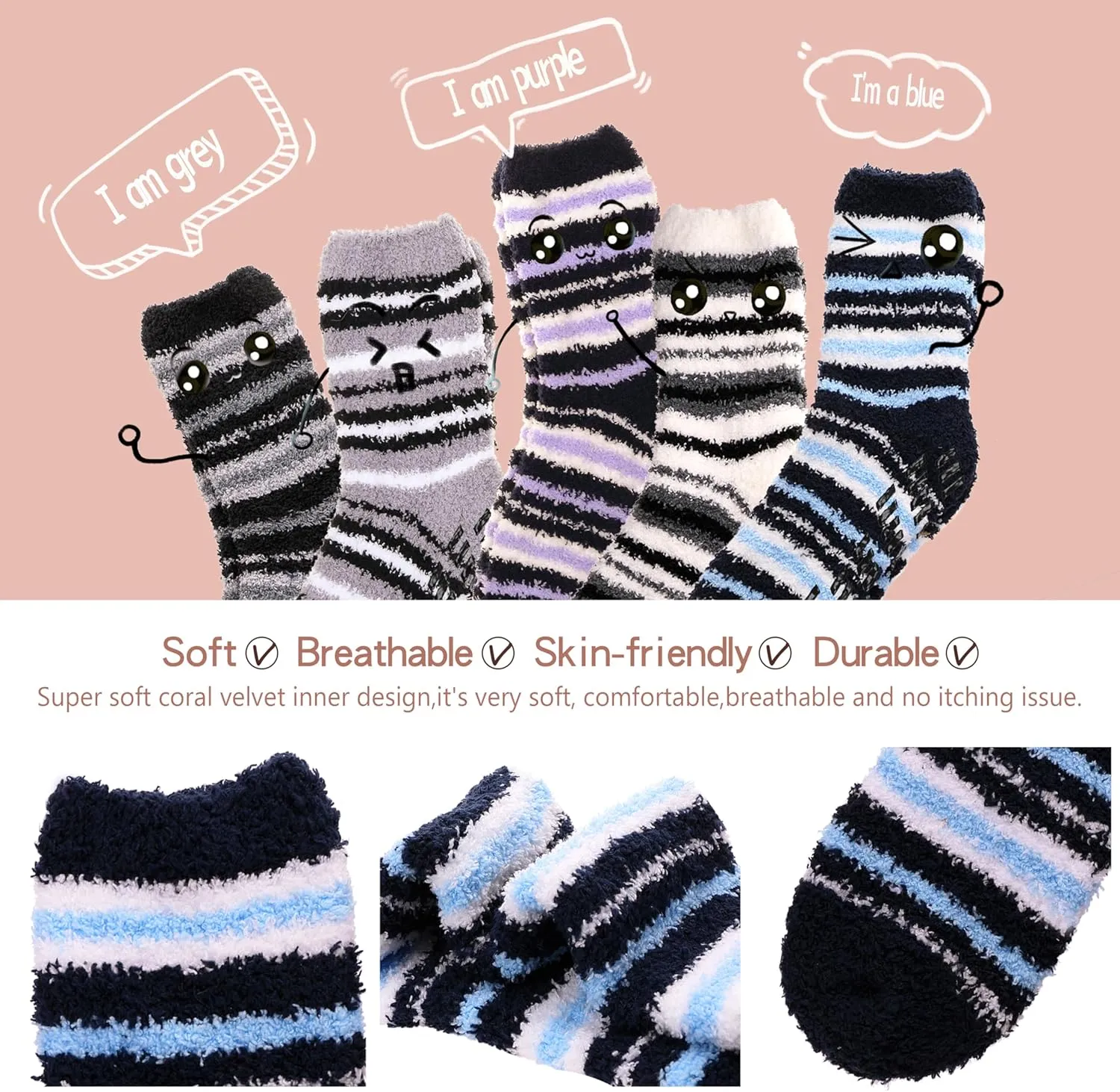 EBMORE Womens Fuzzy Socks Fleece Fluffy Cabin Plush Warm Sleep Soft Cozy Winter Adult Socks