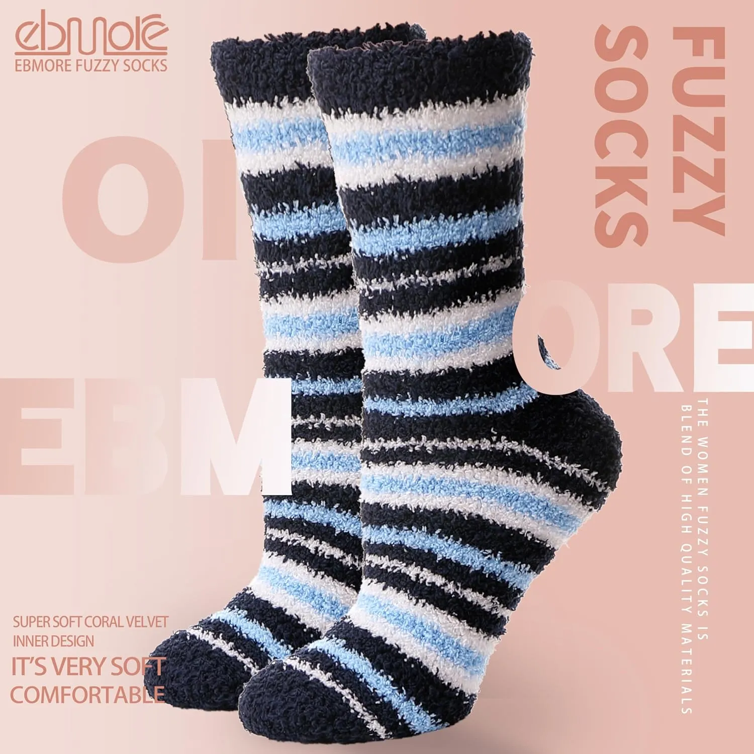 EBMORE Womens Fuzzy Socks Fleece Fluffy Cabin Plush Warm Sleep Soft Cozy Winter Adult Socks