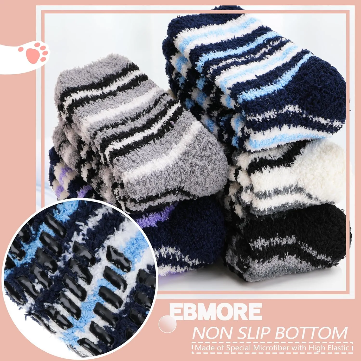 EBMORE Womens Fuzzy Socks Fleece Fluffy Cabin Plush Warm Sleep Soft Cozy Winter Adult Socks