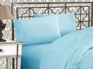 Elegant Comfort 1500 Premier Wrinkle & Fade Resistant Hotel Quality Ultra Soft Luxurious 4-Piece Bed Sheet Set with Deep Pockets, Twin/Twin XL Aqua