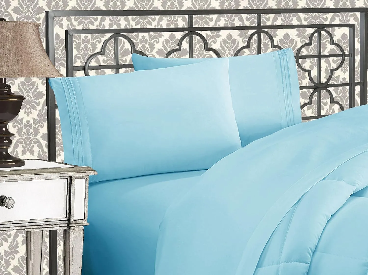 Elegant Comfort 1500 Premier Wrinkle & Fade Resistant Hotel Quality Ultra Soft Luxurious 4-Piece Bed Sheet Set with Deep Pockets, Twin/Twin XL Aqua