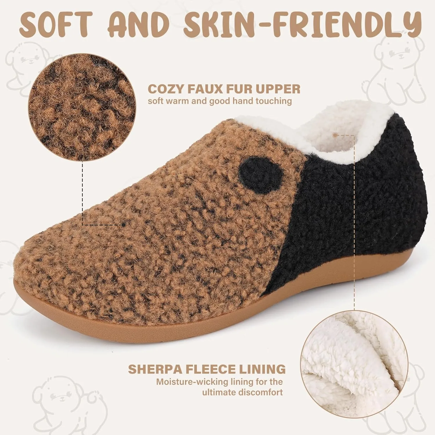 ERGOfoot Orthopedic Slippers with Arch Support for Women Men, Fuzzy House Slippers for Plantar Fasciitis, Indoor Shoes with Soft Plush Sherpa Fleece Lining