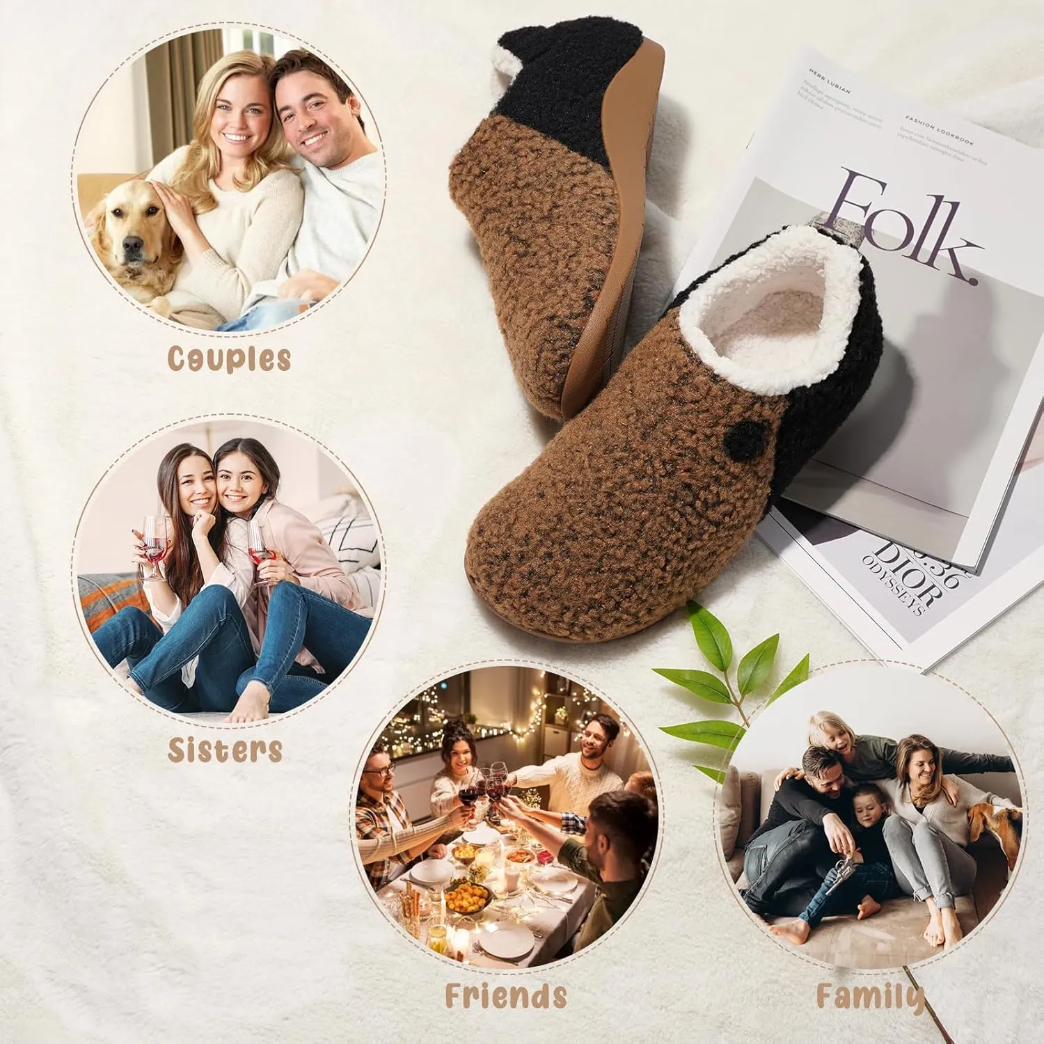 ERGOfoot Orthopedic Slippers with Arch Support for Women Men, Fuzzy House Slippers for Plantar Fasciitis, Indoor Shoes with Soft Plush Sherpa Fleece Lining
