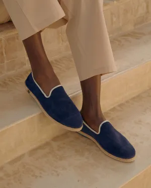 Espadrille homme cuir, marine