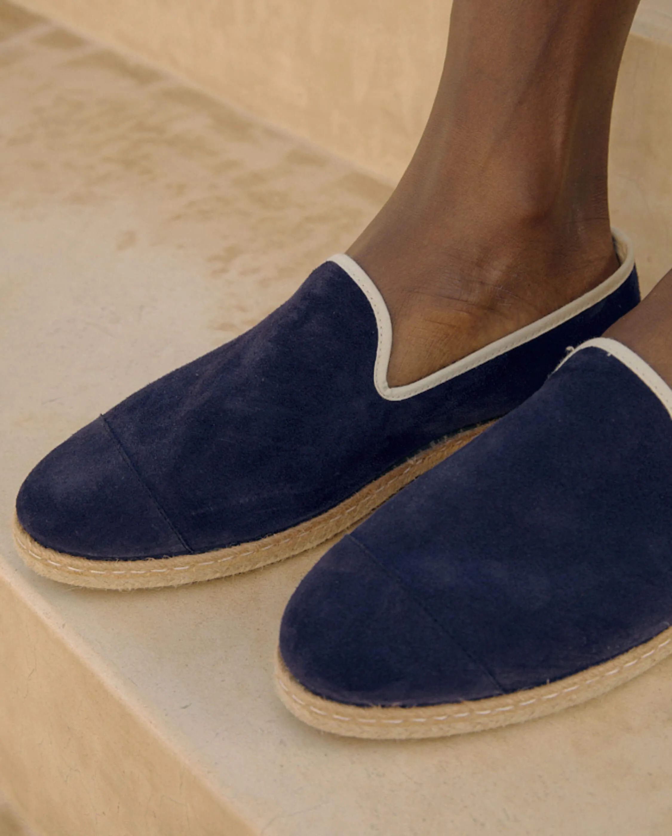 Espadrille homme cuir, marine