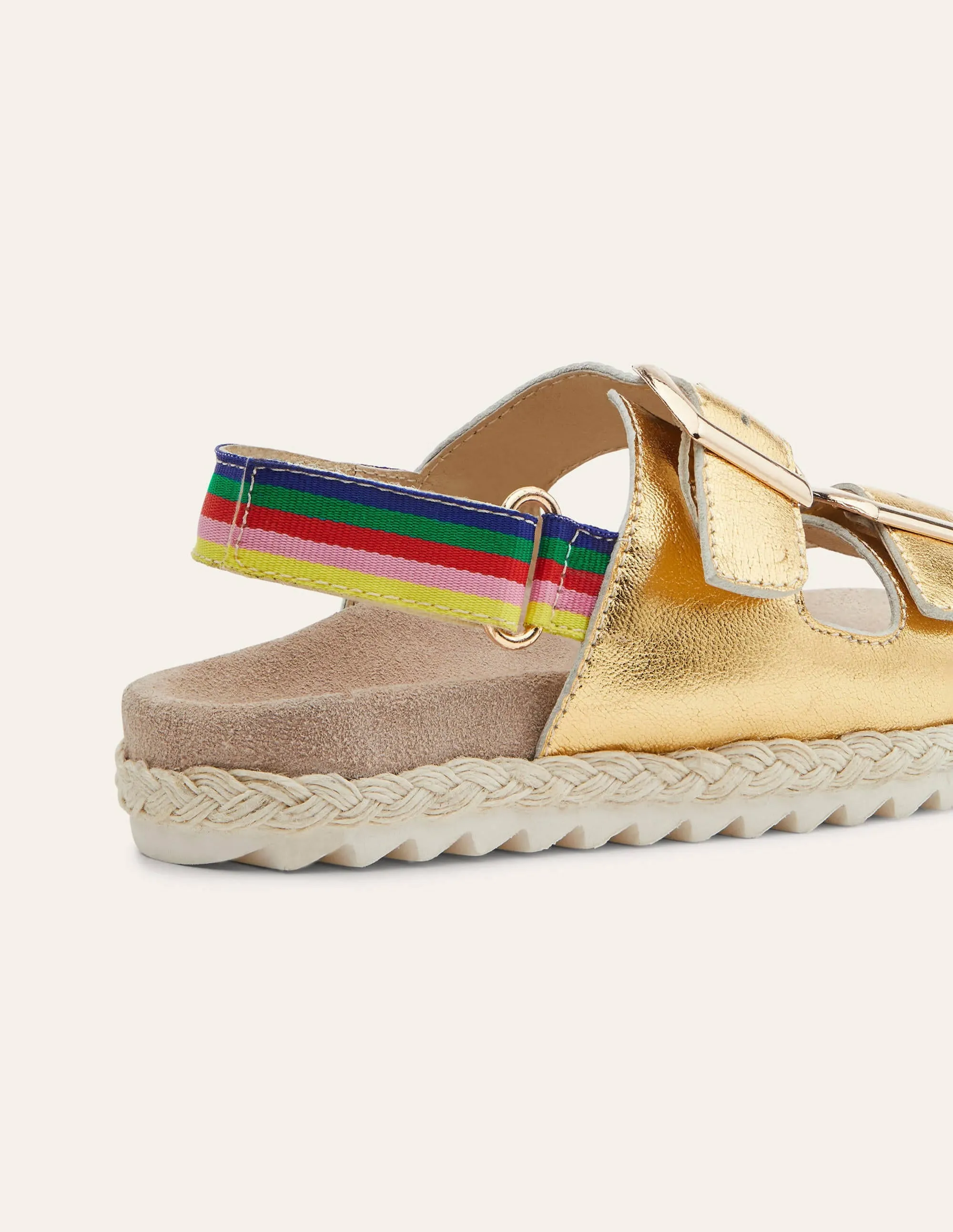 Espadrille-Sandalen-Gold, Regenbogen